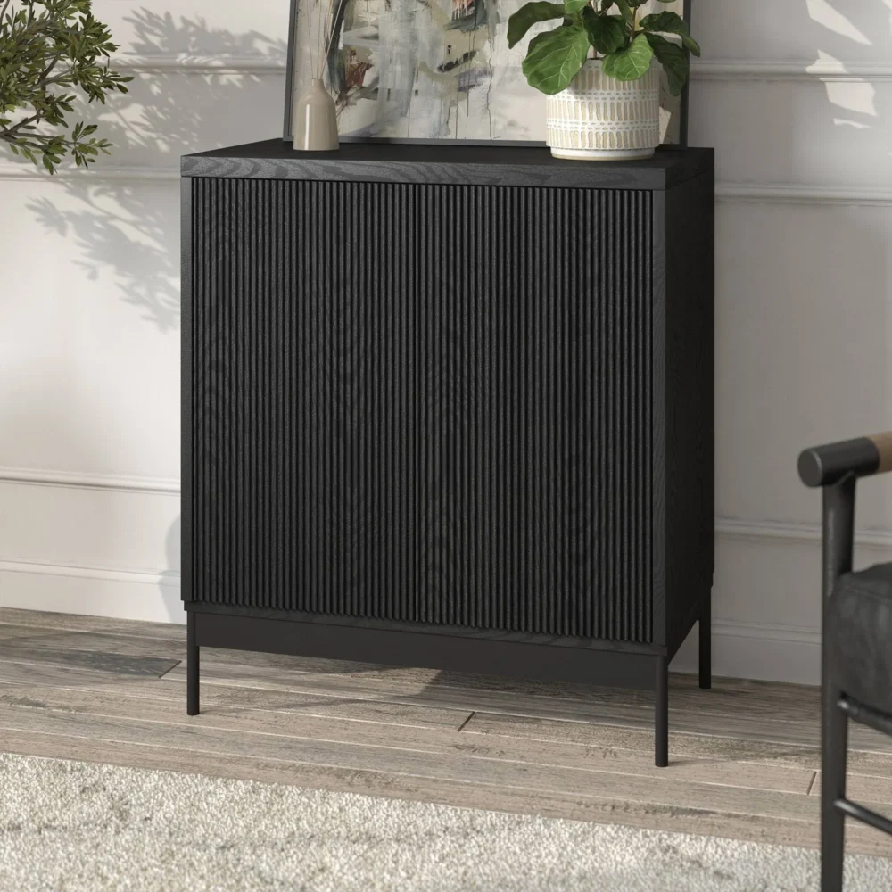 Hudson&Canal Whitman 28" Wide Rectangular Accent Cabinet in Black Grain - Image 14