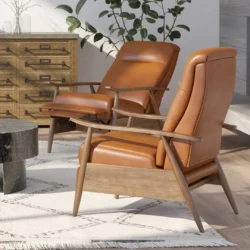 Laflamme Recliner Upholstery Material: Caramel Faux Leather - Image 5