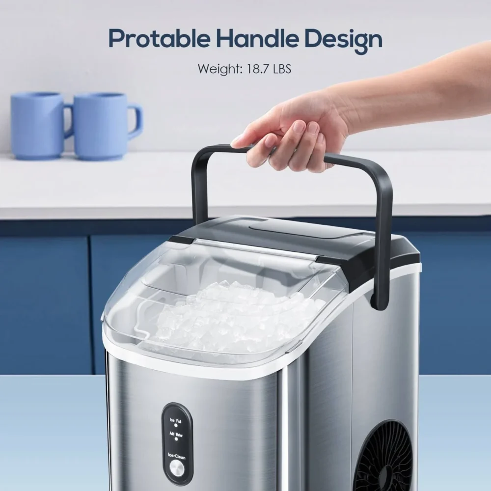 34-lb Countertop or Portable Nugget/Pebble Ice Maker (Silver Stainless Steel) Z580016 - Image 7