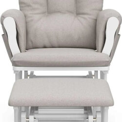 Stork Craft Hoop Custom Glider and Ottoman Set, White/Taupe Swirl - Image 8