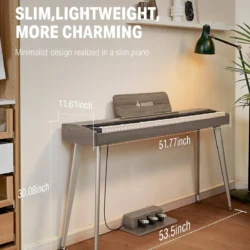 Donner 88 Key Digital Piano for Beginner, DDP-60 Electric Piano Include 3 Piano Style Pedals, Power Supply, Stand, Gray, Size: Standard - Image 8