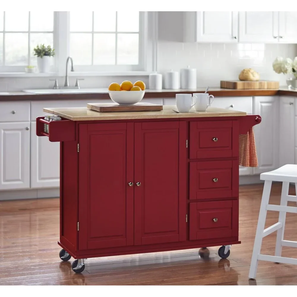 Hardiman Kitchen Cart Three Posts Base Finish: Red - Image 2