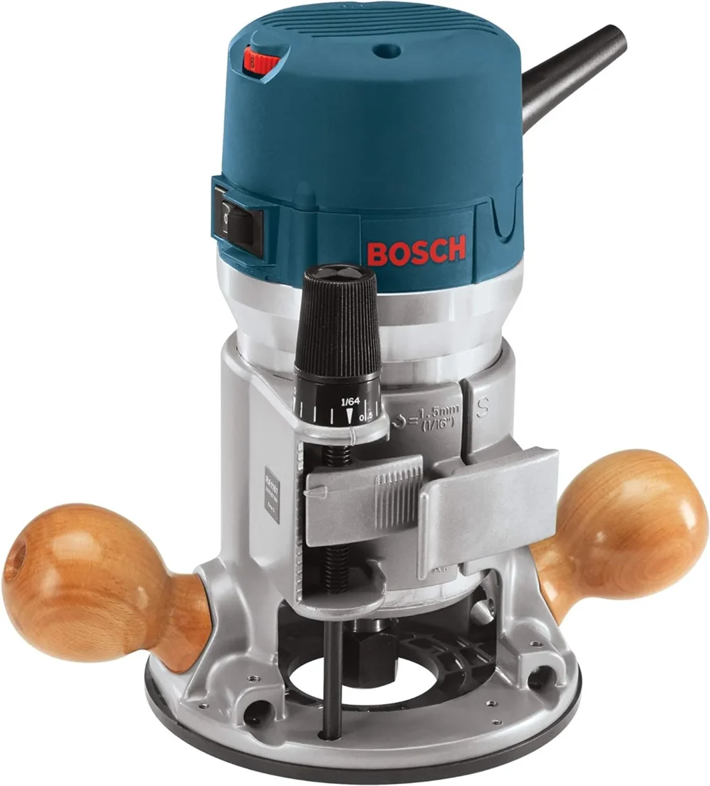 BOSCH 1617EVSPK Wood 12 Amp Router Tool Combo Kit - 2.25 Horsepower Plunge Router & Fixed Base with a Variable Speed - Image 5