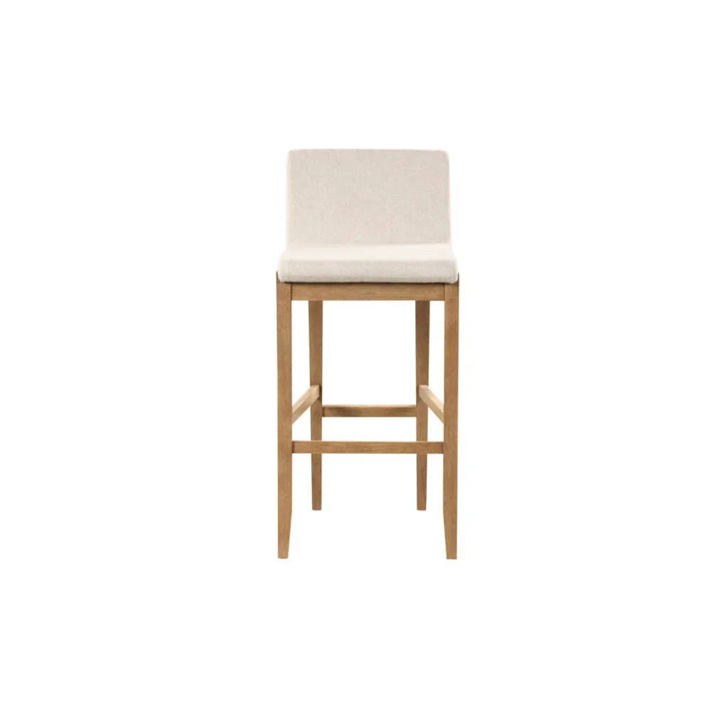 Gracie 29 in. Modern Bar Height Stool with Natural Flax Cushion Seat and Brushed Wood Legs Natural Flax/Brown (Set of 4) - Image 3