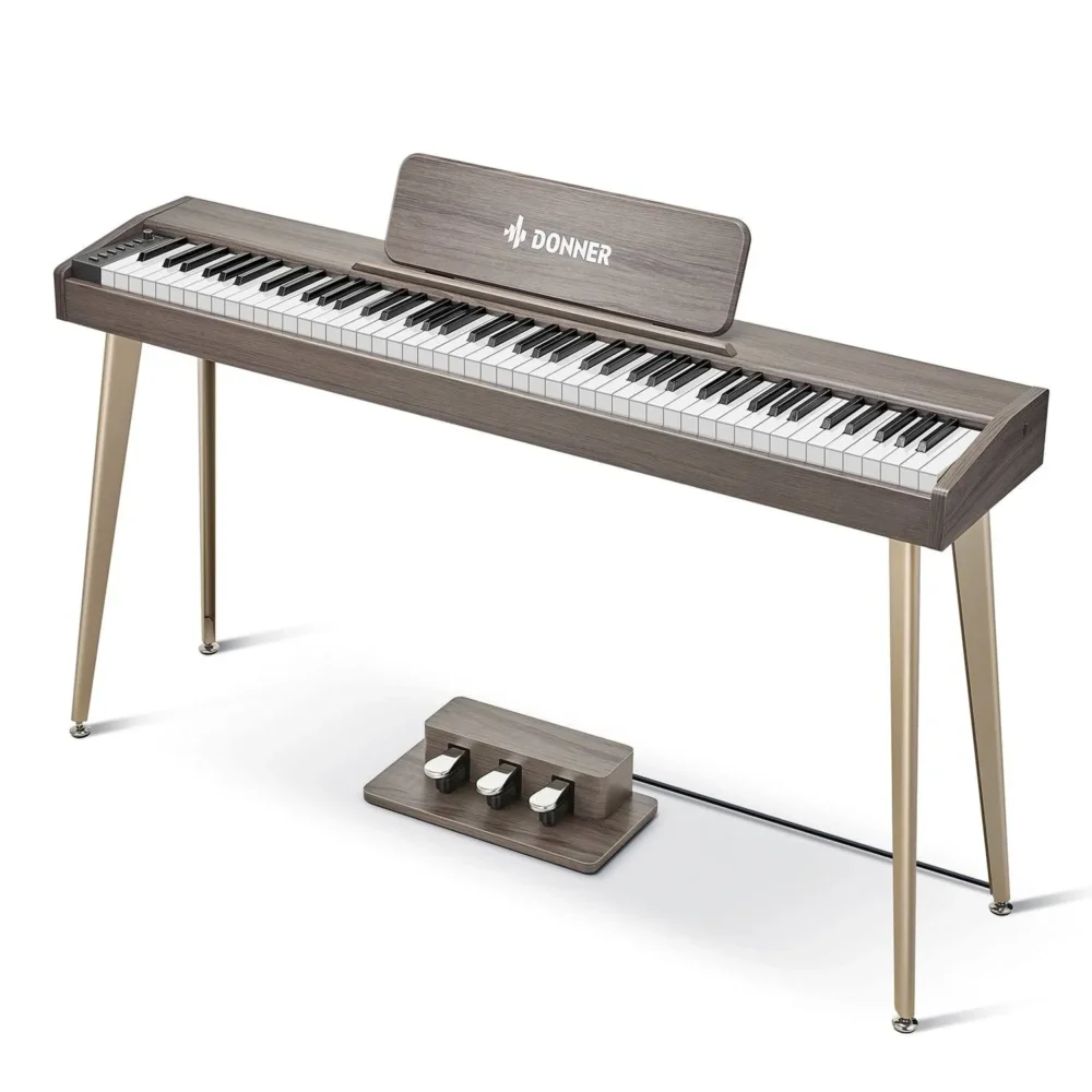 Donner 88 Key Digital Piano for Beginner, DDP-60 Electric Piano Include 3 Piano Style Pedals, Power Supply, Stand, Gray, Size: Standard - Image 3