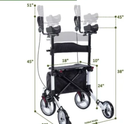 BEYOUR WALKER Upright Walker, Newest Design, Stand Up Rollator Walker Tall Rolling Mobility Walking Aid with 10” Front Wheels, Seat and Armrest for Seniors and Adults, White - Image 3