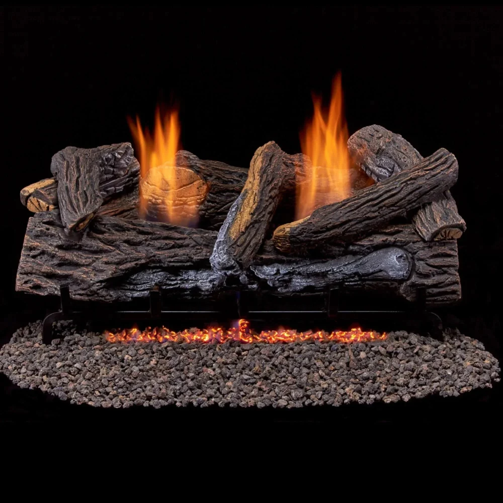 Ventless Dual Fuel GAS Log Set - 24 in. Berkshire Stacked Oak - Remote Control