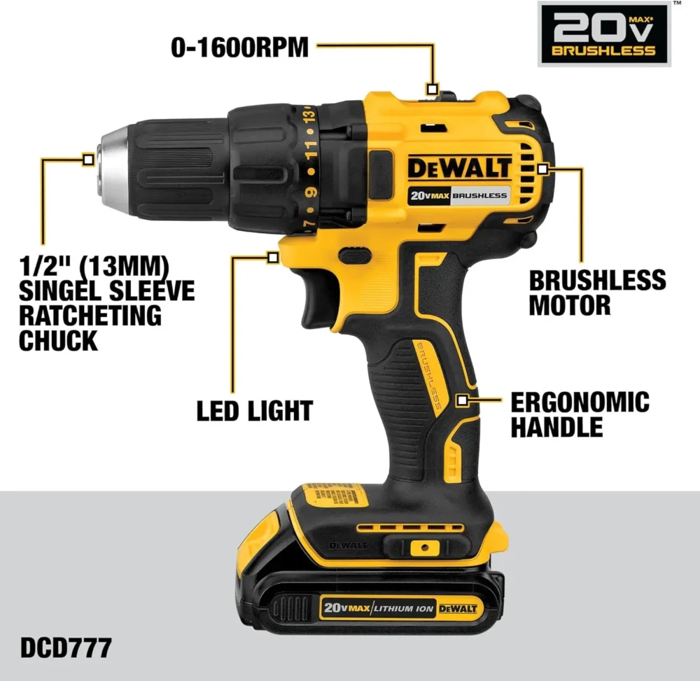 DEWALT 20V MAX Cordless Drill and Impact Driver, Power Tool Combo Kit with 2 Batteries and Charger (DCK240C2) - Image 14