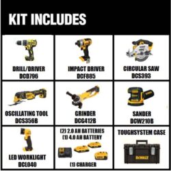 DEWALT 20V MAX Cordless 7 Tool Combo Kit with TOUGHSYSTEM Case, (1) 20V 4.0Ah Battery and (2) 20V 2.0Ah Batteries DCKTS781D2M1 - Image 3