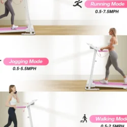 FYC Foldable Treadmills for Home, 2.5 HP, 7.5 MPH, Electric Running Treadmill Quiet Brushless Proform Treadmill for Home Gym, Running Machine with Heart Rate Sensor with LED Display (Pink) - Image 6