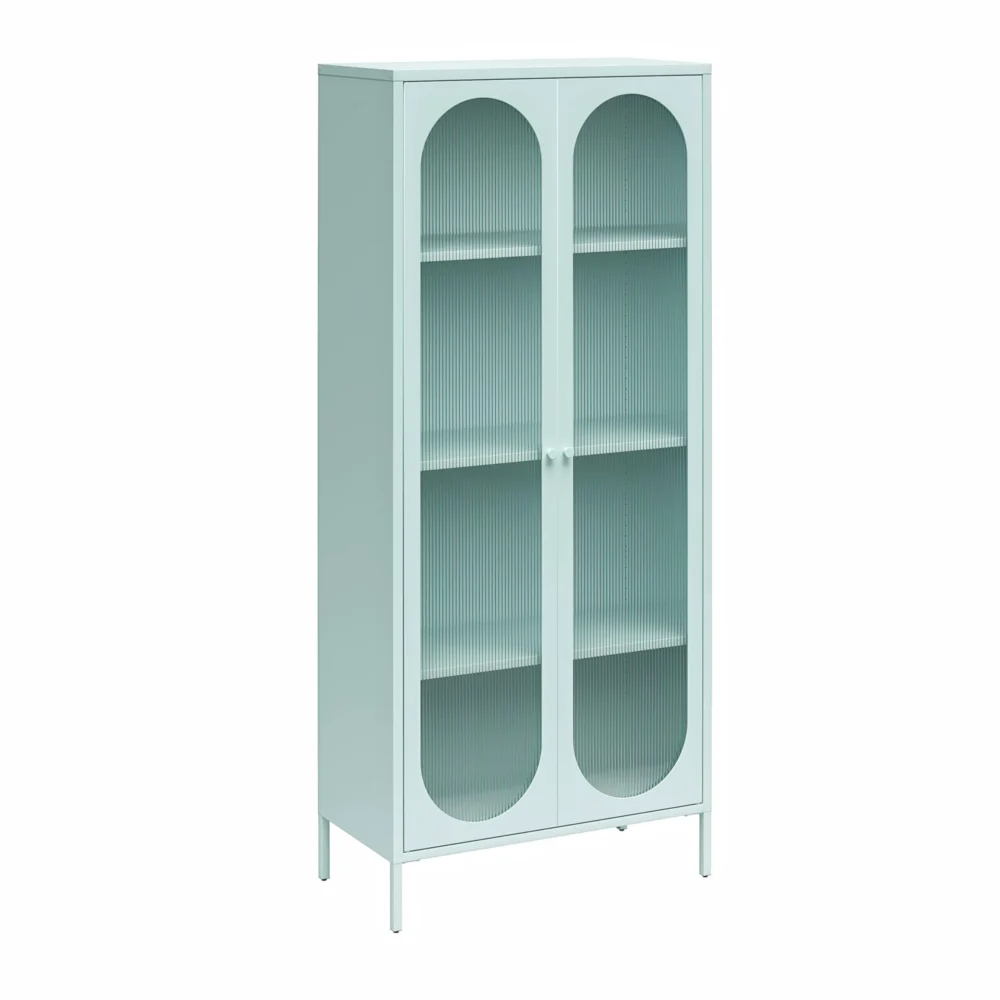 Mr. Kate Luna Tall 2 Door Accent Cabinet with Fluted Glass, Sky Blue - Image 7