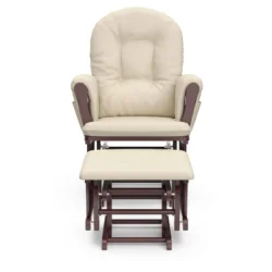 Stork Craft Hoop Custom Glider and Ottoman Set, White/Taupe Swirl - Image 3