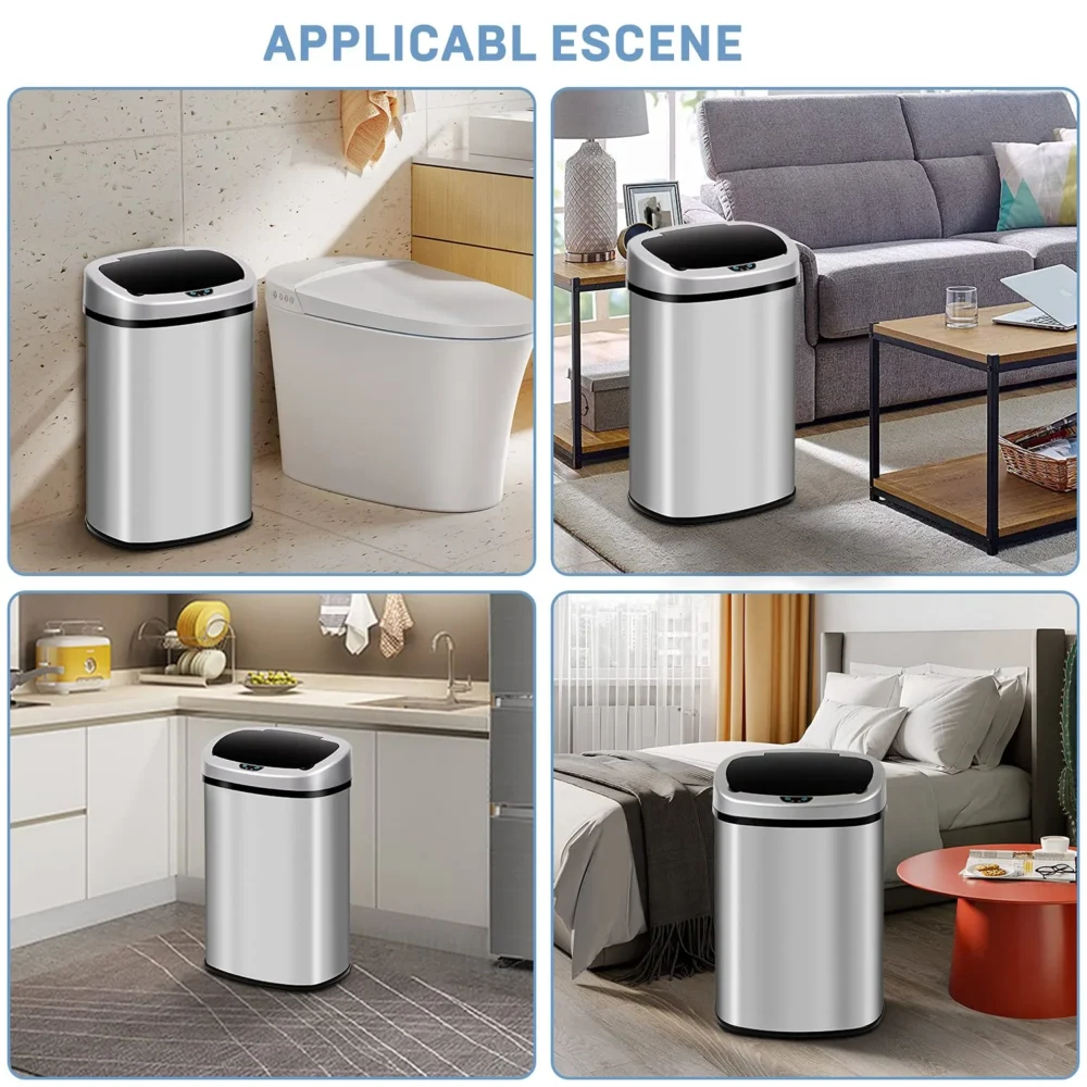 Bigacc 13 Gallon 50 Liter Kitchen Trash Can with Touch-Free & Motion Sensor, Automatic Stainless-Steel Garbage Can, Anti-Fingerprint Mute Designed Trash Bin Brushed Stainless Steel - Image 15