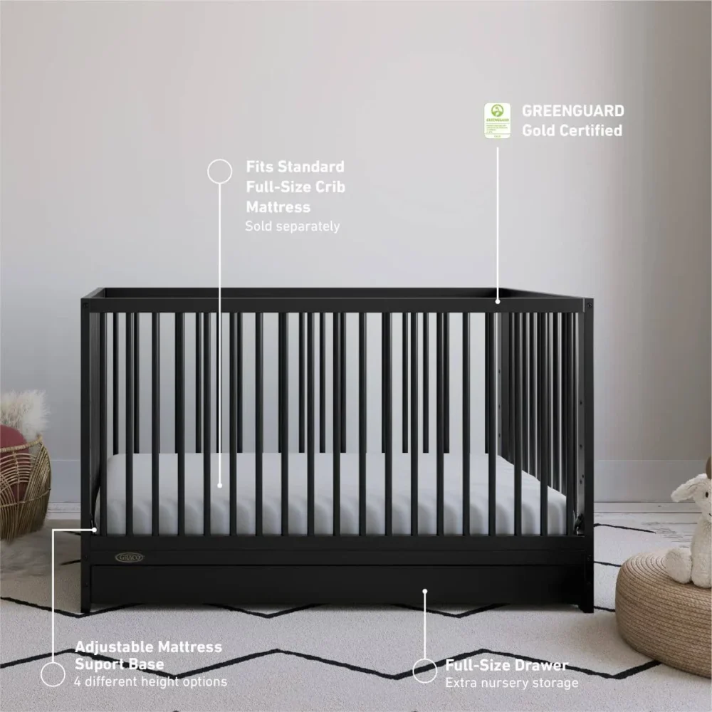 Graco - Teddi 5-in-1 Convertible Crib with Drawer - Black - Image 3