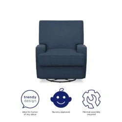 Baby Relax DE68804 39 x 38.5 x 32 in. Raymond Swivel Glider Recliner Chair, Dark Blue - Image 4