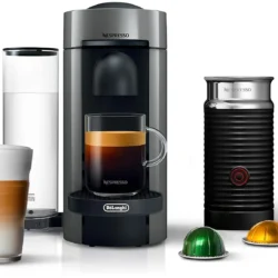 Nespresso Vertuo Plus Coffee and Espresso Maker by De’Longhi, Grey with Aeroccino Milk Frother