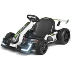 24V Kids Go Kart 300W Powerful Electric Pedal Go Kart, with Drift/Sports Mode, EVA Tires, Brake Pedal, White