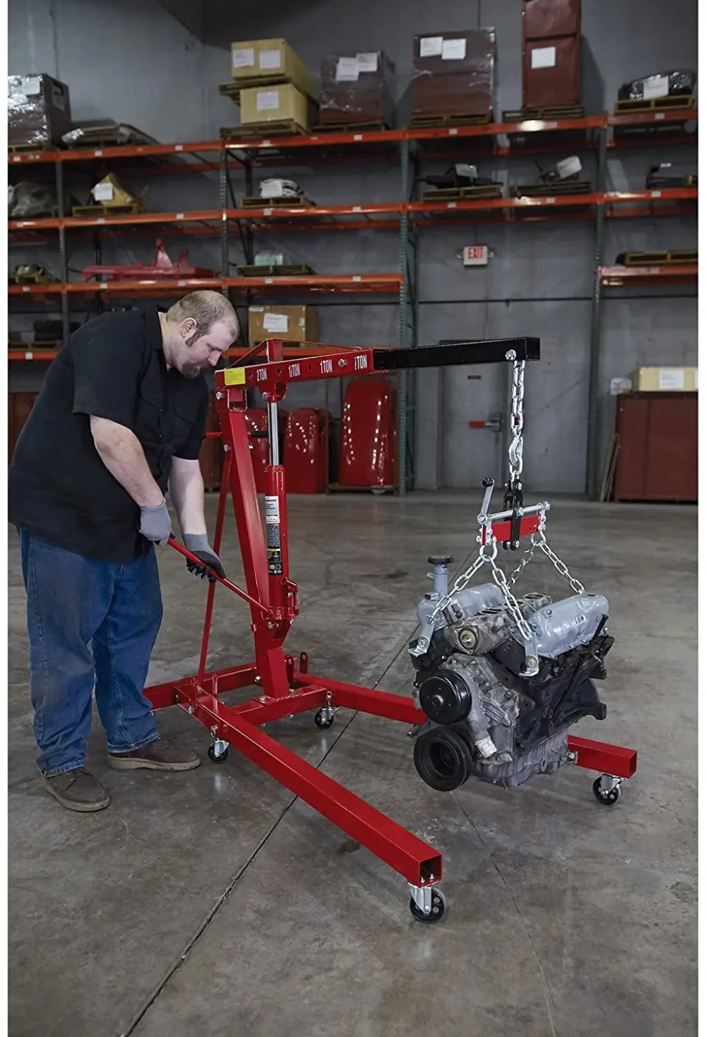 Strongway Hydraulic Engine Hoist with Load Leveler – 2-Ton Capacity, 1in.-82 5/8in. Lift Range - Image 8