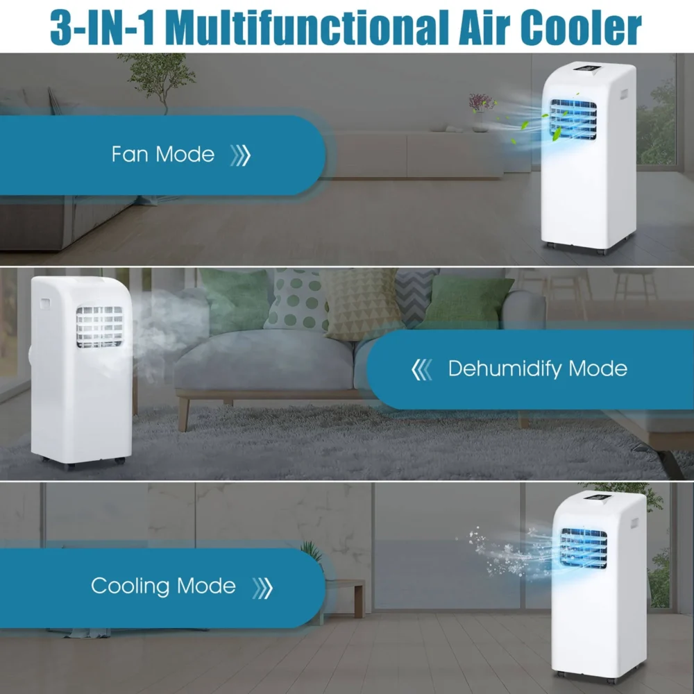 8000 BTU Portable Air Conditioner & Dehumidifier Function Remote w/ Window Kit - White - Image 4