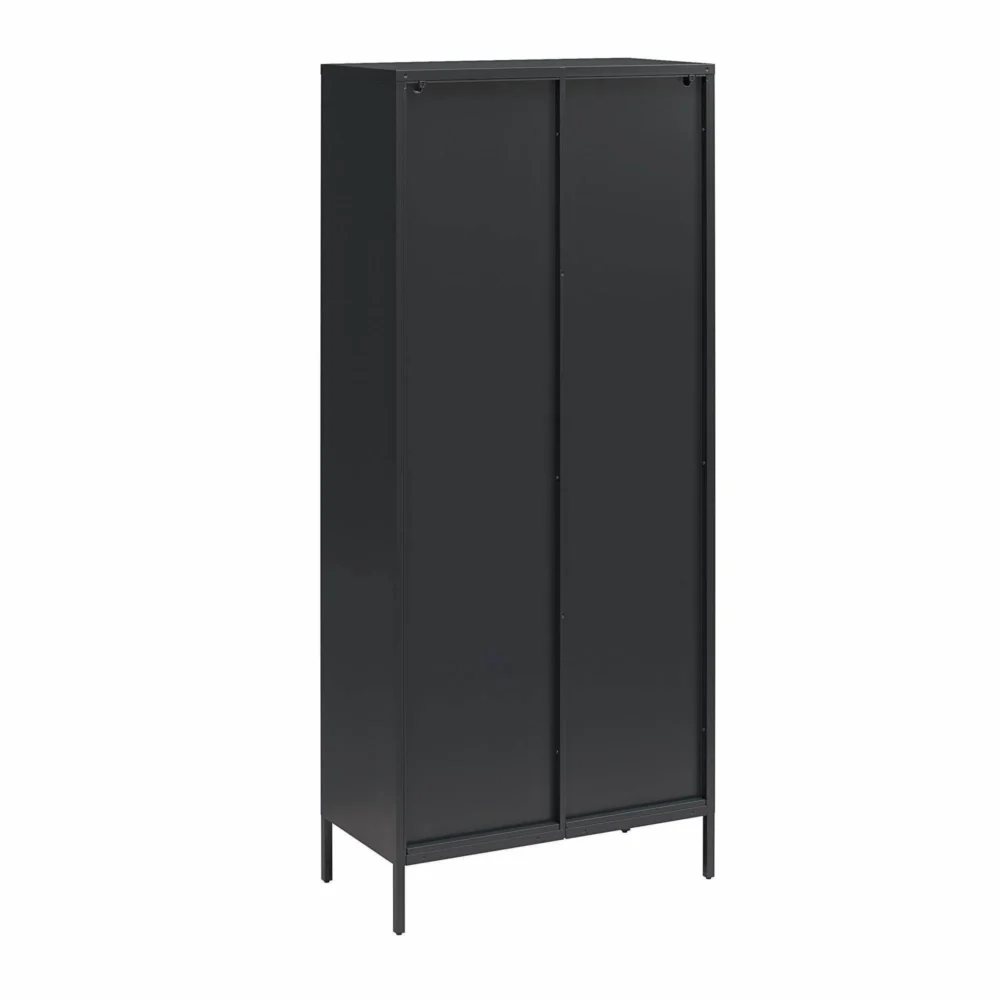 Mr. Kate Luna Tall 2 Door Accent Cabinet with Fluted Glass, Black - Image 5