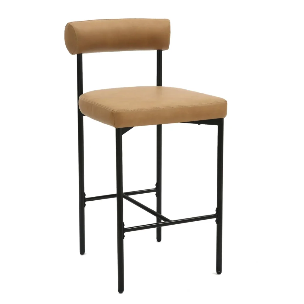 Nathan James Dahlia Counter Height Barstool or Dining Chair with Back and Upholstered Cushion - Set of 2 - Brown - 23-28 in. - Image 12