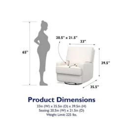 Baby Relax Rylan Swivel Glider Recliner Chair Coil Seating White - Image 12
