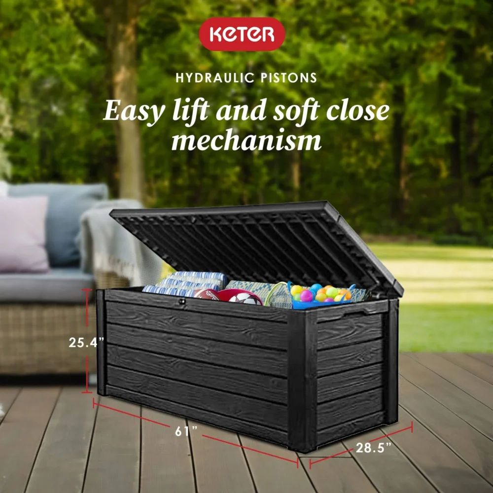 Keter Westwood Outdoor Storage 150 Gallon Resin Deck Box, Dark Gray - Image 7