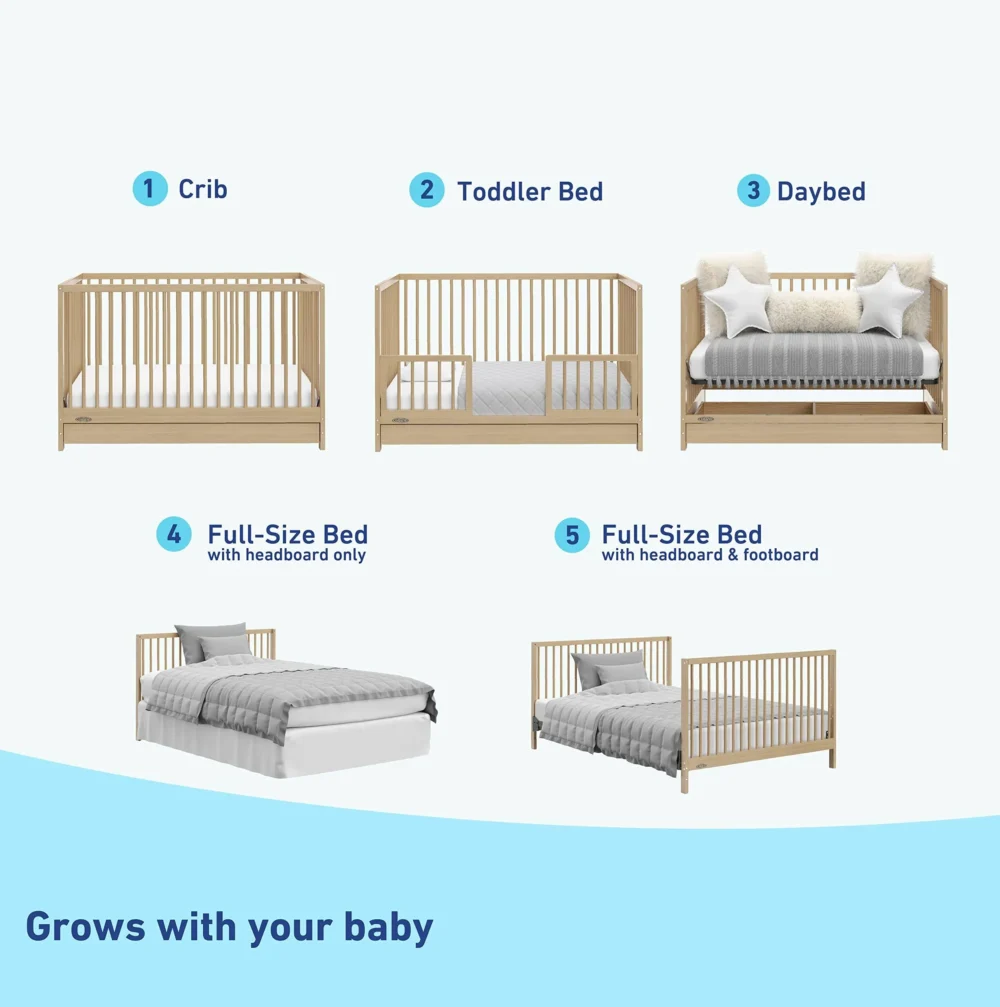 Graco - Teddi 5-in-1 Convertible Crib with Drawer - Driftwood - Image 3