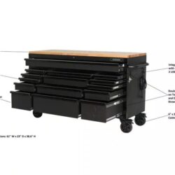 Heavy Duty 61 in. W x 23 in. D 15-Drawer Mobile Workbench with Solid Wood Top - Image 6