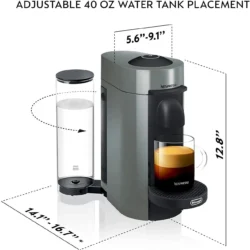 Nespresso Vertuo Plus Coffee and Espresso Maker by De’Longhi, Grey with Aeroccino Milk Frother - Image 2