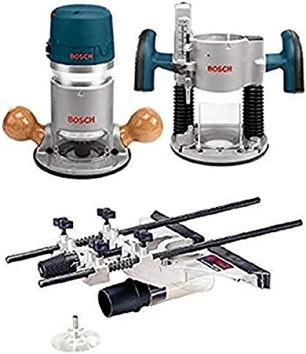 BOSCH 1617EVSPK Wood 12 Amp Router Tool Combo Kit - 2.25 Horsepower Plunge Router & Fixed Base with a Variable Speed - Image 2