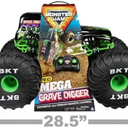 Monster Jam, Official Mega Grave Digger All-Terrain Remote Control Monster Truck with Lights - Image 11