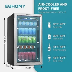 EUHOMY Beverage Refrigerator, 126 Can Mini fridge with Glass Door - Image 6