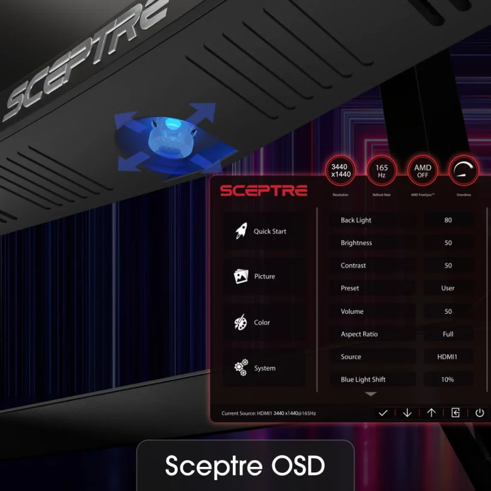 Sceptre 34 Inch 165Hz Curved Ultrawide WQHD Monitor - Image 3