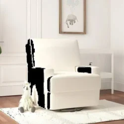 Baby Relax Rylan Swivel Glider Recliner Chair Coil Seating White - Image 4