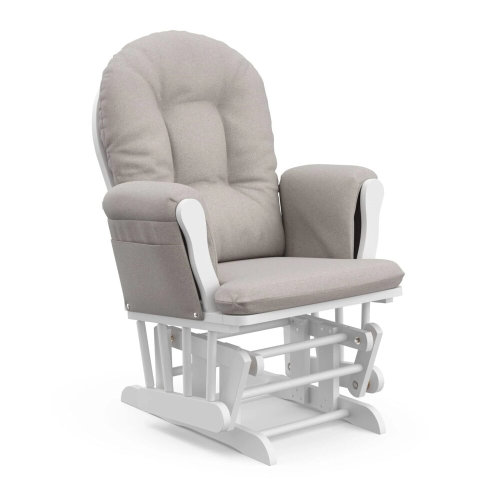 Stork Craft Hoop Custom Glider and Ottoman Set, White/Taupe Swirl - Image 5