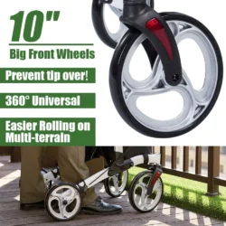 BEYOUR WALKER Upright Walker, Newest Design, Stand Up Rollator Walker Tall Rolling Mobility Walking Aid with 10” Front Wheels, Seat and Armrest for Seniors and Adults, White - Image 7