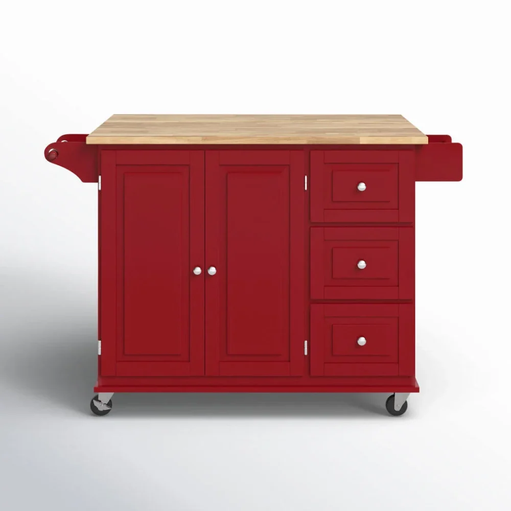 Hardiman Kitchen Cart Three Posts Base Finish: Red - Image 3