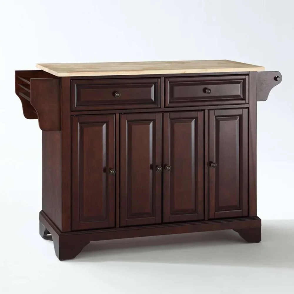 Crosley Furniture LaFayette Natural Wood Top Kitchen Island, Mahogany - Image 2