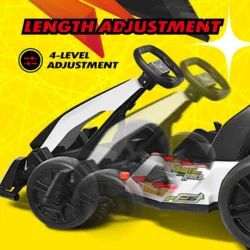 24V Kids Go Kart 300W Powerful Electric Pedal Go Kart, with Drift/Sports Mode, EVA Tires, Brake Pedal, White - Image 5