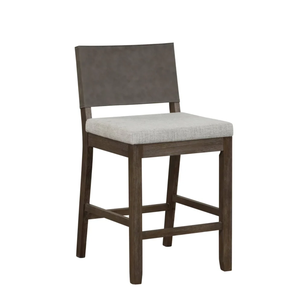 Nathan James Gracie Modern Counter Height Bar Stool with Back, Counter Stool Upholstered Chair with Natural Textured Linen and Brushed Wooden Legs, - Image 3