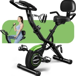 Caromix Folding Exercise Bike, 4 in 1 Stationary Bike 16-Level Magnetic Resistance Cycling Bicycle Upright Indoor Cycling Bike for Home Workout 330LB Capacity