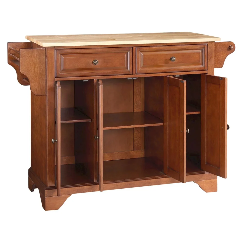 Crosley Lafayette Natural Wood Top Kitchen Island - Cherry - Image 3