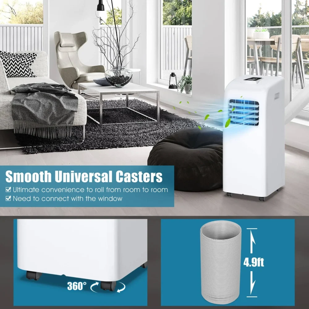 8000 BTU Portable Air Conditioner & Dehumidifier Function Remote w/ Window Kit - White - Image 12