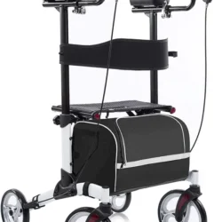 BEYOUR WALKER Upright Walker, Newest Design, Stand Up Rollator Walker Tall Rolling Mobility Walking Aid with 10” Front Wheels, Seat and Armrest for Seniors and Adults, White - Image 2