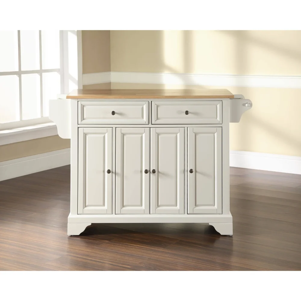 Crosley Lafayette Natural Wood Top Kitchen Island - White - Image 6