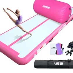 AWSUM Inflatable Air Gymnastics Mat 10 ft 13 ft 16 ft Training mat 4 inches Thick tumble track Air Roller with Electric Pump for Home/Gym - Image 2