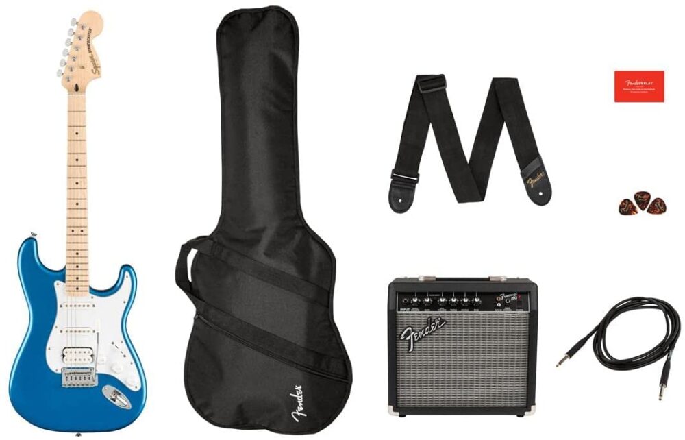 Squier by Fender Affinity Series Stratocaster Pack, HSS, Maple Fingerboard, Lake Placid Blue - Image 3