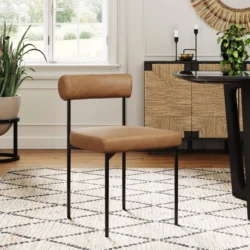 Nathan James Dahlia Counter Height Barstool or Dining Chair with Back and Upholstered Cushion - Set of 2 - Brown - 23-28 in. - Image 6