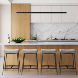 Nathan James Arlo 27 in. Modern Backless Upholstered Counter Height Bar Stool with Metal Frame Brown/Matte Black Set of 2 - Image 4